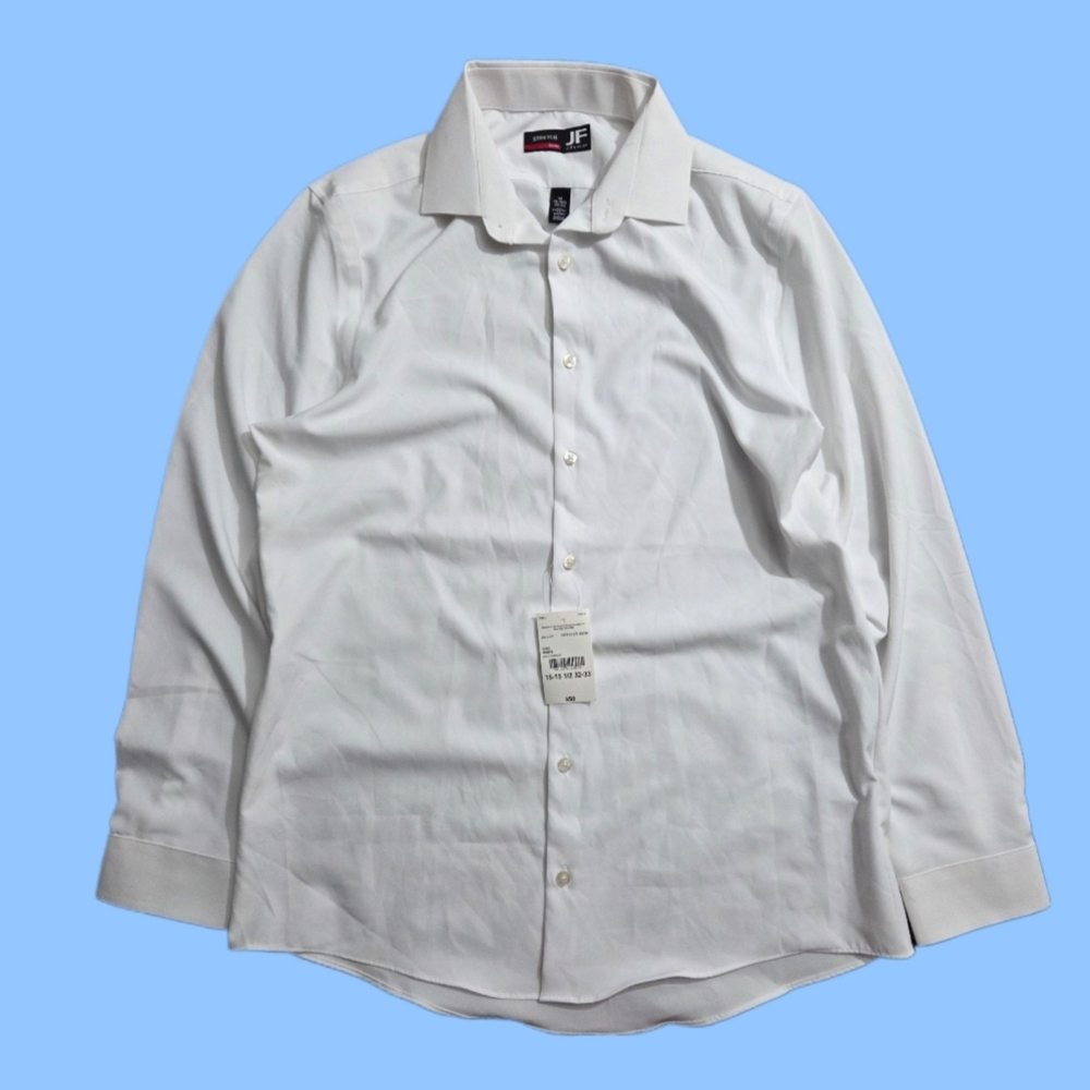J. Ferrar Slim Fit Stretch Dress Shirt White M 15-15.5 32-33 92% Polyester Men